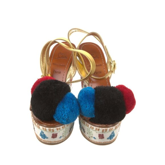 Christian Louboutin Cycladissimo pompom embroidered wedges - Picture 3 of 6